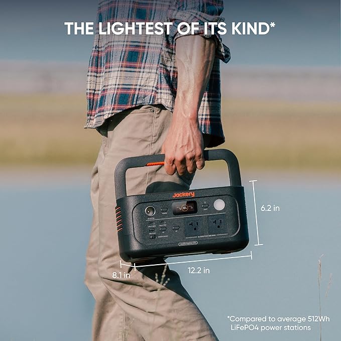 Jackery Explorer 500 v2 Portable Power Station, 512Wh LiFePO4 Battery, 500W AC (1000W Surge), Solar Generator for Camping, Home Backup, UPS, 14 lbs Lightweight, 6000 Cycles, Fast Charging