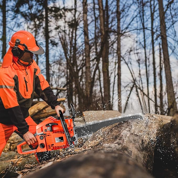 62CC Gasoline Chainsaw with 20-Inch Bar, 3.5HP 2-Stroke Gas Powered Chain Saw for Logging, Landscaping, and Firewood Cutting, Heavy Duty Tree Saw for Farm, Garden and Ranch Use