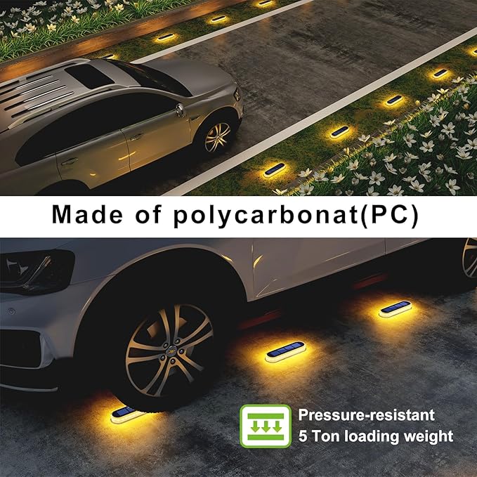DetarZinLED Solar Deck Lights, 6 Pack Waterproof LED Path Lights, Outdoor Solar Step Lights, Solar Powered Light Bar for Stairs, Driveway, Walkway, Pathway, Dock, Porch, Warm White