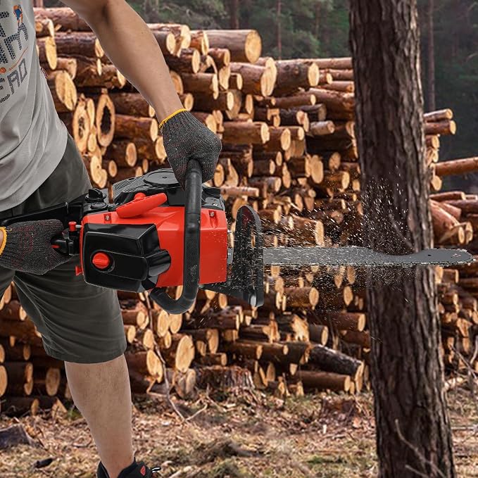 18Inch Gas Chainsaw 28CC 2-Stroke Gas Powered Chain Saw Single Cylinder Air Cooling for Farm Garden Park Forest