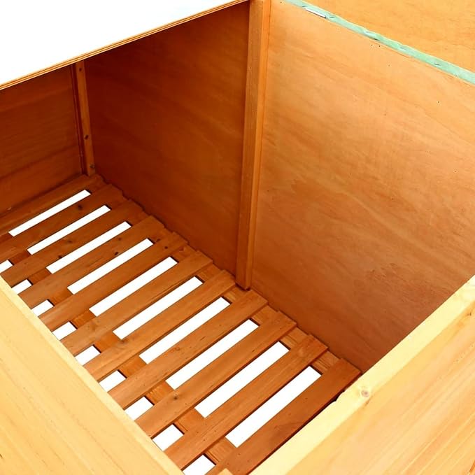 Benjara Outdoor Deck Patio Storage Box, Hinged Lift Top, Brown Wood 28x28x50