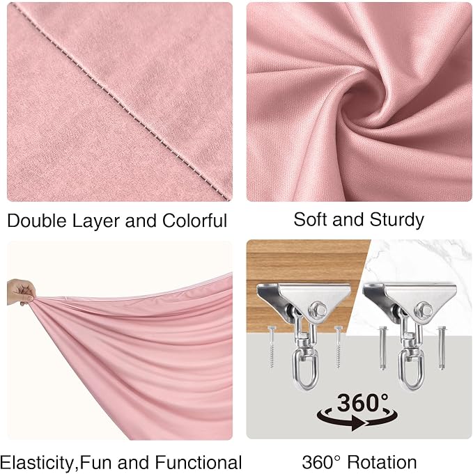 PrecisionAuto Dual-Layer Sensory Hammock Swing for Kids & Adults – Deep Pressure Therapy, 360° Swivel, Indoor Outdoor, Heavy Duty, Supports 300 lbs, Autism & ADHD Relief, Light Pink
