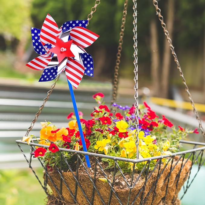 4th of July Decorations for Home Outdoor Patriotic Pinwheels, Memorial Day Decorations Fourth of July Decorations Patriotic Independence Day Party Supplies Favors,Wind Spinner for Garden 15 PCS | Memorial Day Decorations Patriotic Pinwheels Fourth of J...