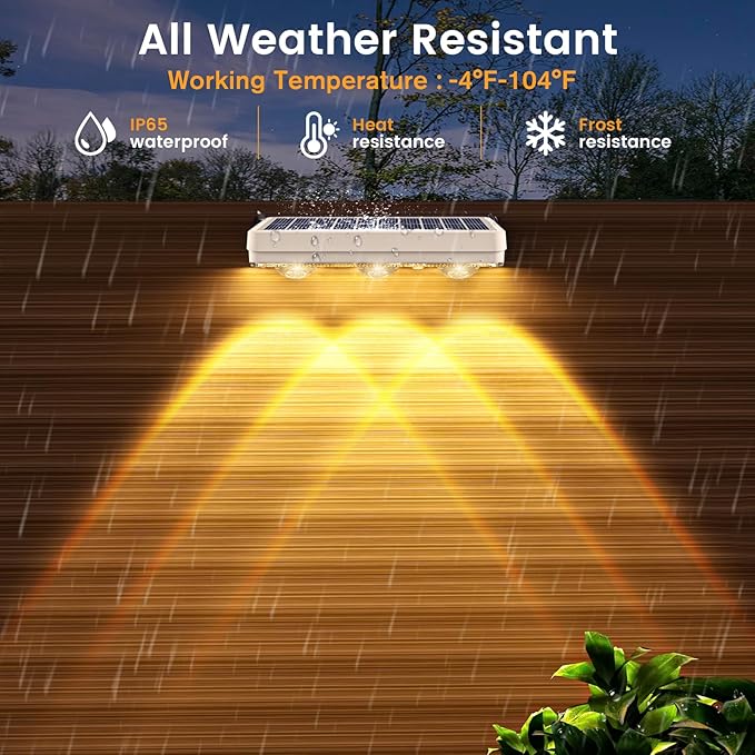 JOFIOS Solar Fence Lights Outdoor,1300mAh, 12pack,Warm/Natural/Cool White,IP65 Waterproof,Fence Lights Solar Powered,Solar Lighting for Deck, Backyard, Railing(White)