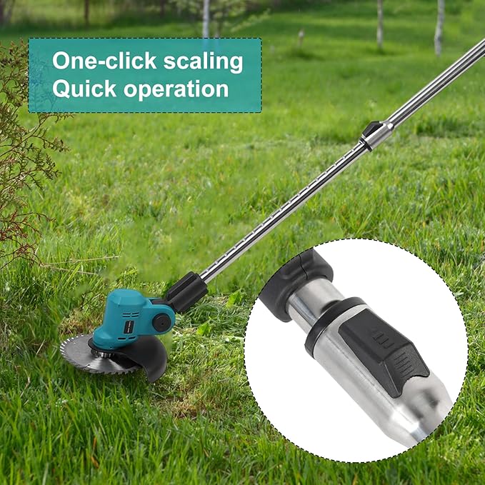 Cordless String Trimmer with Fast Charger, 2 X 2.1Ah Battery Powered Weed Wacker with Auto Line Feed, 21V Weed Eater, Lawn Edger, Cordless Grass Trimmer/Wheel Edger/Mini-Mower/Brush Cutter (Blue A)