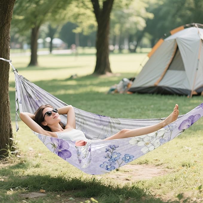 Watercolor Floral Pattern Hammocks for Camping with Portabl Carry Bag Hanging Hammock Outside Beach Patio Garden
