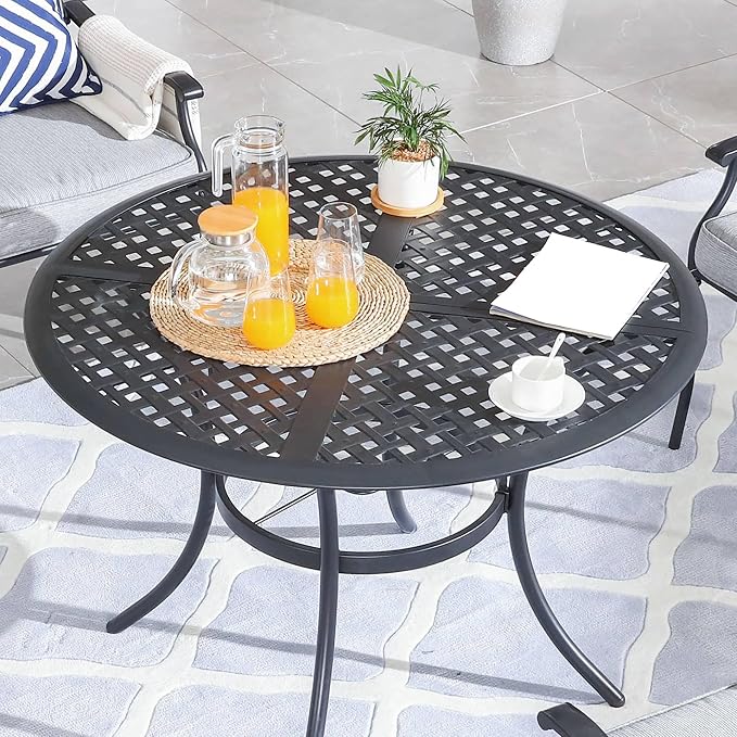 Patio Dining Set 5 Pieces Heavy-Duty Outdoor Round Dining Furniture Set Indoor Outdoor Dining Sets with 4 Stackable Chairs