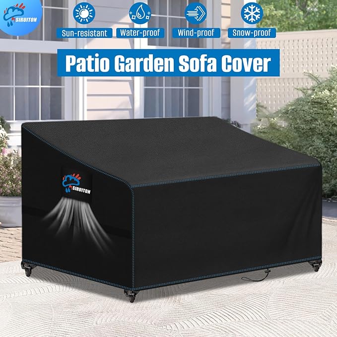 SIRUITON 3-Seat Garden Patio Sofa/Loveseat/Bench Cover 64" W x 26" D x 35" H,Heavy Duty 420D Oxford Waterproof Outdoor Sofa Cover, Lawn Patio Furniture Covers