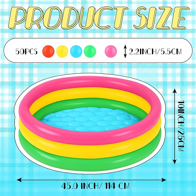 Honoson Inflatable Kiddie Pool Baby Pool with 50 Pcs Balls, Inflatable Swimming Pools Blow up for Beach Water Play Backyard Summer Indoor and Outdoor Party Supplies(47.2 Inch)