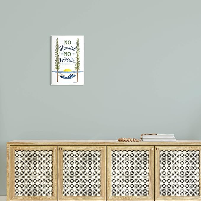 Stupell Industries No Hurries Worries Hammock Scene Wood Wall Art, Design by Deb Strain
