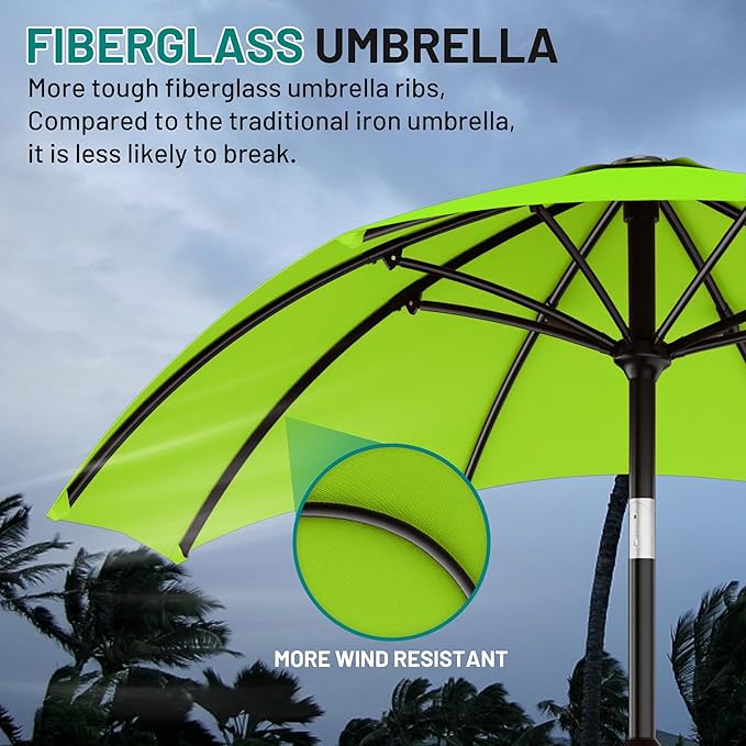AreShark 10 FT Outdoor Patio Umbrella, Patio Table Umbrella with Push Button Tilt and Crank, Outdoor Patio Umbrellas with 8 Fiberglass Ribs, Patio Umbrellas for Market, Garden, Pool (Apple Green)