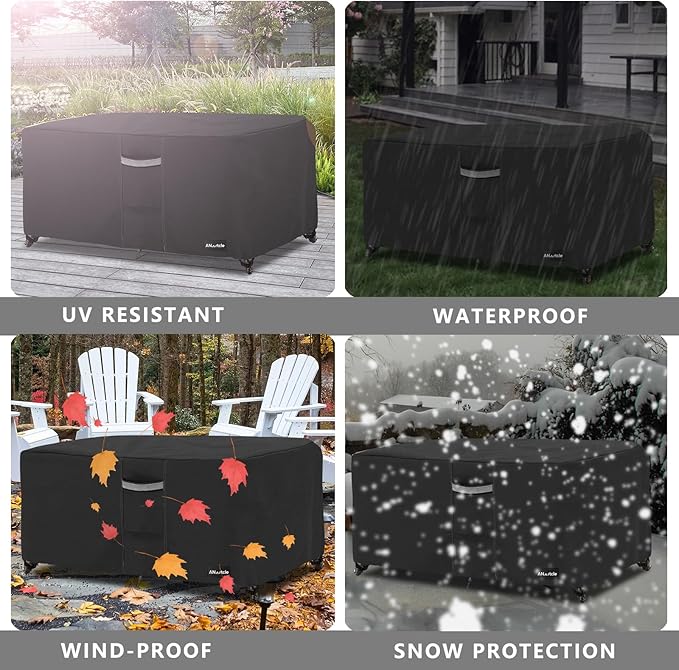 ANartcle Patio Coffee Table Cover, 600D Waterproof Heavy Duty Rectangular Outdoor Table Cover,Patio Furniture Covers,48 x 28 x 16 inch,Black