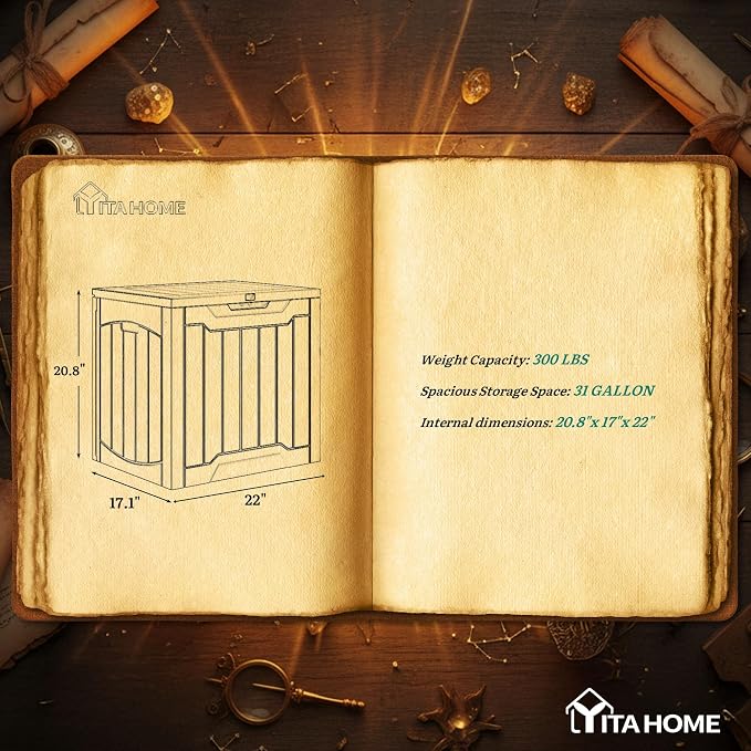 YITAHOME 31 Gallon Resin Deck Box Outdoor Storage Box and Waterproof Package Delivery Box with Lockable Lid forPatio Furniture, Garden Tools, Pool Supplies, Taupe