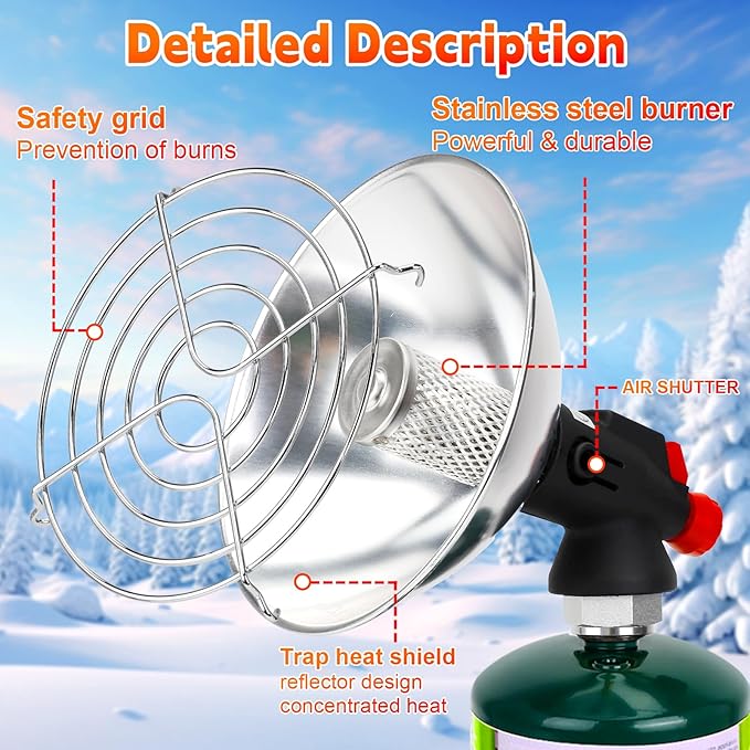 Portable Propane Heater for Camping, Outdoor Gas Space Patio Heater, High Heat Output Big Heaters Foldable Tank Holder for Winter Tent Hiking Ice Fishing Hunting