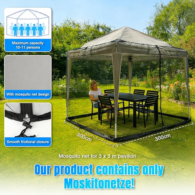 10' x 10' Patio Umbrellas Netting Mosquito Netting, Double Door Side Patio Umbrella Canopy Netting, Otdoor Canopy Umbrella Screen with Zipper & Weighted Bottom (Only Mosquito Net)
