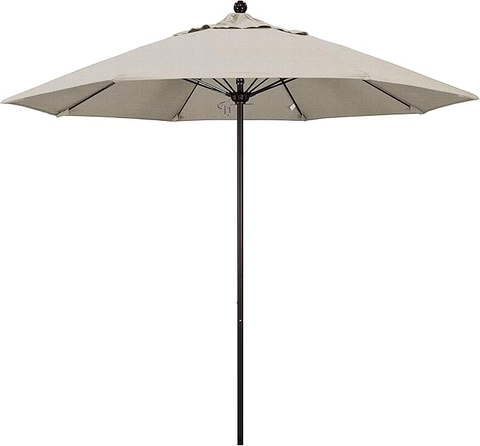 California Umbrella 9' Round Aluminum/Fiberglass Umbrella, Push Open, Bronze Pole, Olefin Woven Granite