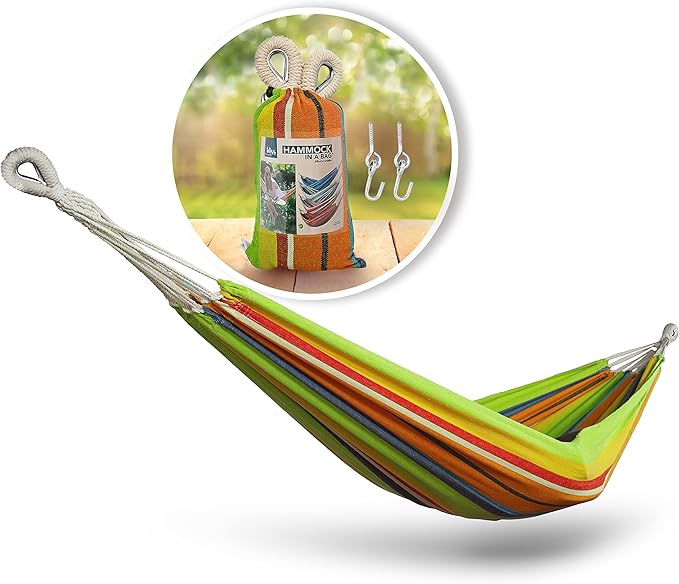 Bliss Hammocks BH-400-GC 40" Wide Hammock w/Hand-Woven Rope Loops & Hanging Hardware, Outdoor, Patio, Backyard Durable, Cotton and Polyester Blend, 220 Lbs Capacity, Guacamole