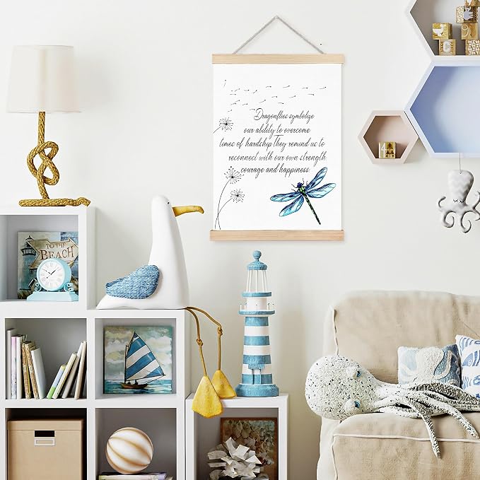 FDHSPAAM Inspirational Dragonfly Wall Art Decor, Inspirational Posters for Home Office, Blue Dragonfly Motivational Wall Decor for Home Bedroom Living Room Office, 12x16 Inch