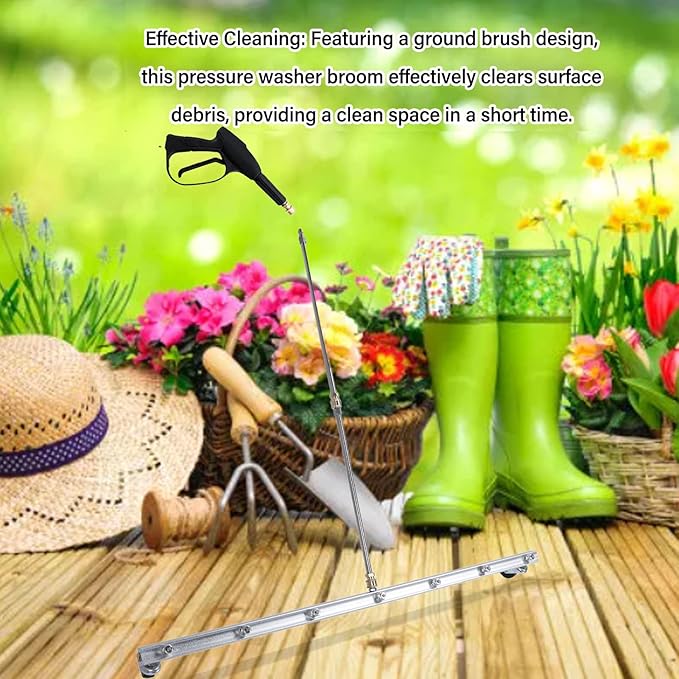 39 Inch Pressure Washer Cleaner, Pressure Washer Undercarriage Cleaner Attachment with 7 Nozzles 2 Extension Rods Commercial Water Broom (for Floor)