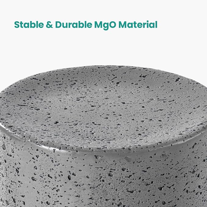 SUNBURY Concrete Side Table Set of 2, Outdoor Side Table Nesting for Patio, Outdoor Accent End Patio in Spotted, Ceramic Garden Stool for Yard, Pool, Round, Grey