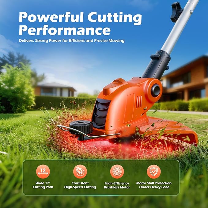 21V Weed Wacker Weed Eater: Electric String Trimmer and Edger 2in1 Lawn Tool Battery Powered 12 Inch Grass Cutter with 2Pack 2000mAh Batteries and Charger, Lightweight for Small Yard Garden Home Use