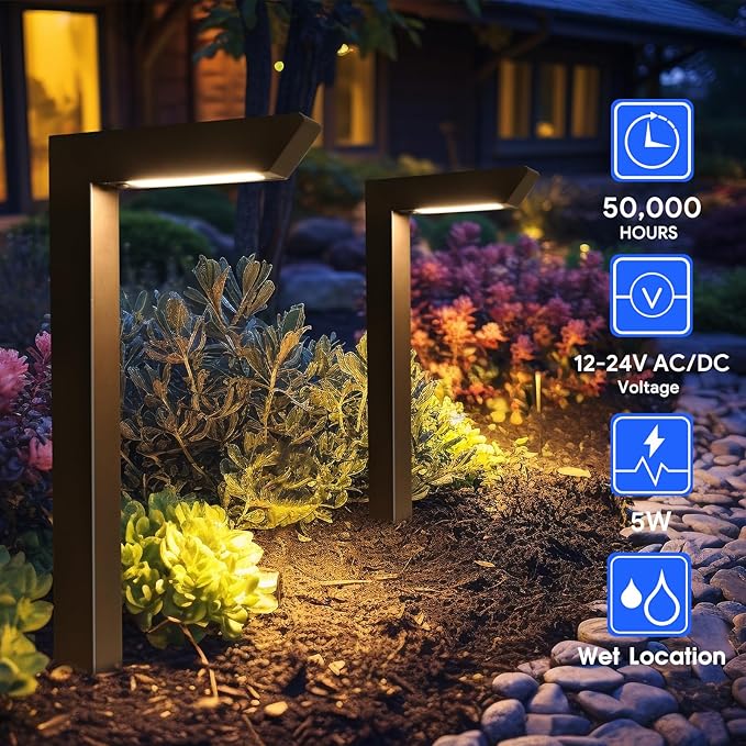 Energetic Low Voltage LED Landscape Light, Brown Aluminum Pathway Lighting, 4pcs