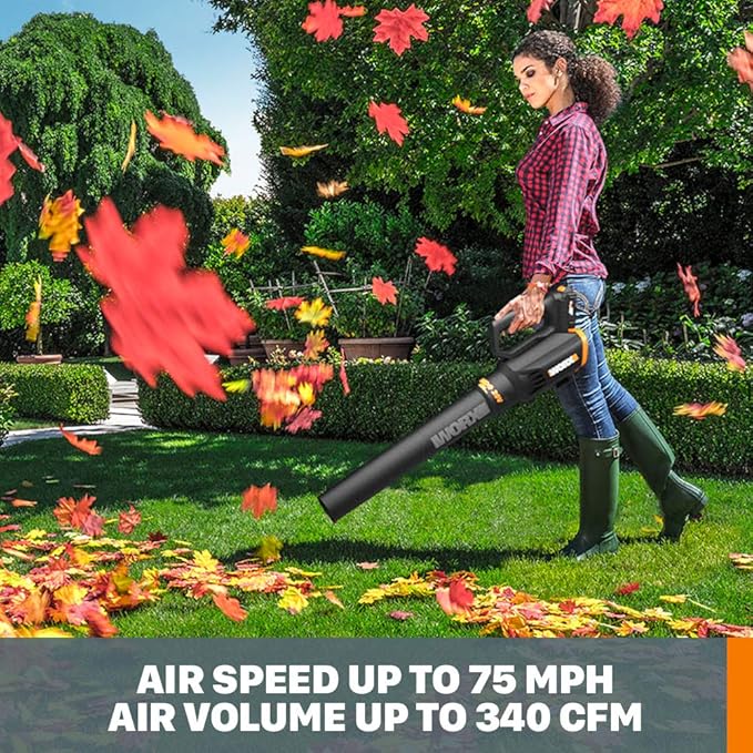 Worx WG779 40V 14" Cordless Lawn Mower + String Trimmer & Leaf Blower Cordless with Battery and Charger