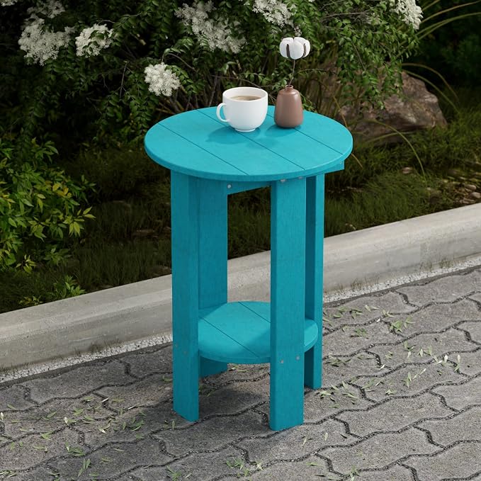 Wildridge Heritage Balcony Table, Aruba Blue - Outdoor Weather Resistant Recycled Plastic Furniture for Patio