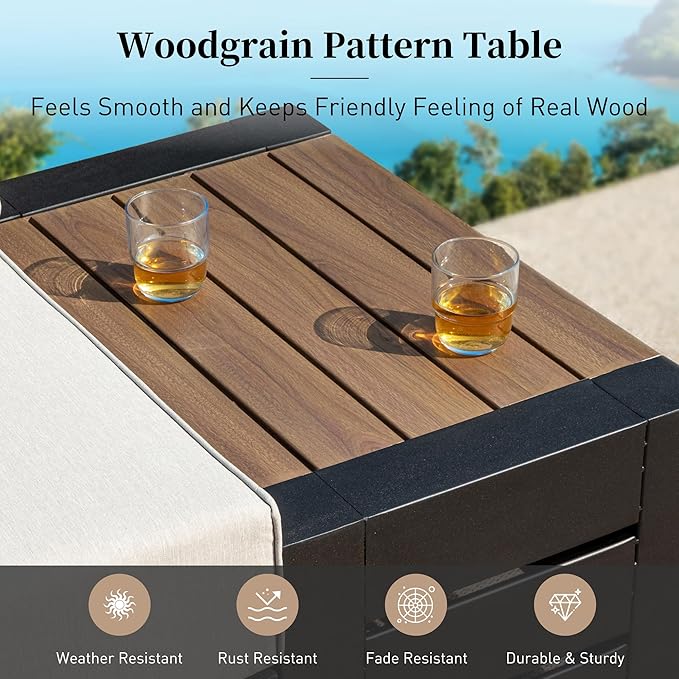 Upgraded 4 Piece Metal Patio Sectional Furniture Set with 5.9" Thick Cushion, Outdoor Furniture Conversation Set with Coffee Table, Patio Modular L Shape Sofa for Backyard Deck Outside