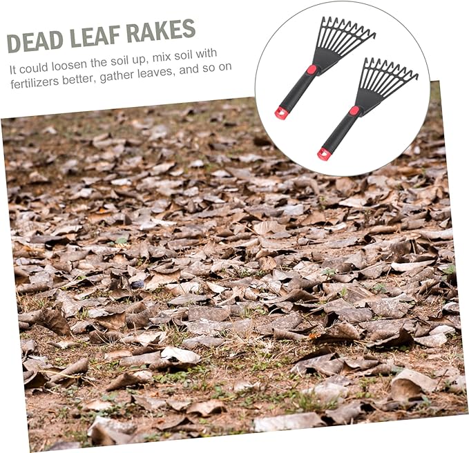 2pcs Plastic Garden Rakes for Grass and Dead Leaves, Practical Gardening Tools for Lawn Care, Lightweight Hand Rakes for Loosening Soil and Collecting Debris