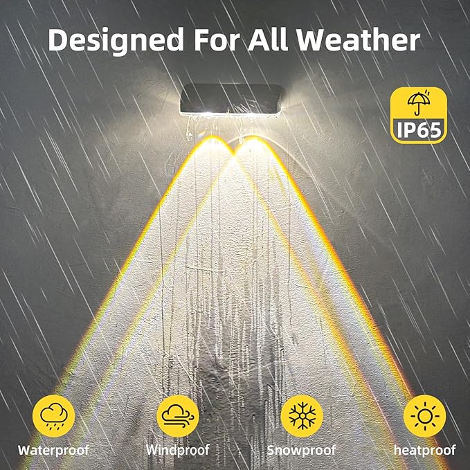 EGOBOO Solar Wall Lights Outdoor for Fence, Pool, Deck, Patio, Step, 6 Modes with Adjustable Color Temperature Warm/Cool/Natural White & Dynamic Breathing Mode, Auto Dusk to Dawn LED Light, 6 Pack