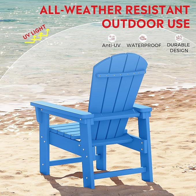 Costaelm Paradise Kids 5-Piece HDPE Outdoor Patio Round Dining Table and Chairs Set, Pacific Blue