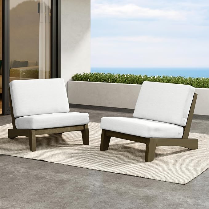 2 Pieces Patio Furniture Sets, All-Weather Outdoor Wood Bistro Set Patio Conversation Chiarsfor Balcony, Backyard
