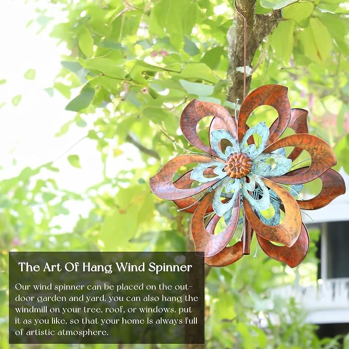 Pure Echo Garden Wind Spinner, 84"H Large Metal Wind Spinners Outdoor Decor | Windmill for Yard Kinetic Art Ornament Wind Sculpture with Stake, Spin Smoothly Easy Assembly, Classic Gift Choice for Family