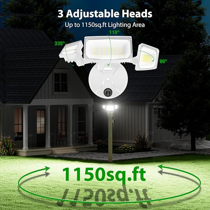 iMaihom 100W Dusk to Dawn Outdoor Lighting, 10000LM Plug in Flood Lights with Remote Control, 2 Modes IP65 Waterproof Led Exterior Security Light with Photocell, 6500K Floodlight for Yard Garage White