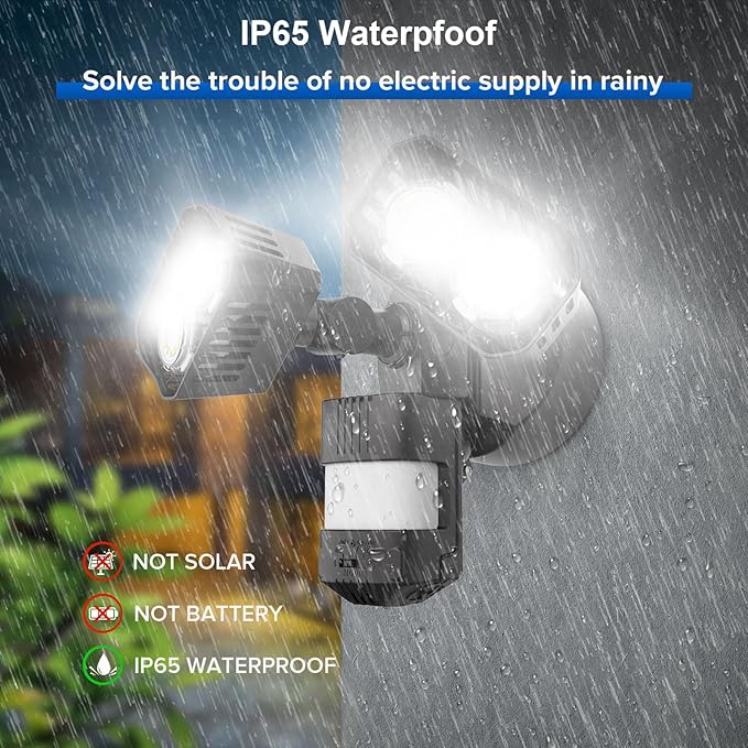 SANSI 28W 3500LM Motion Sensor Outdoor Lights, Outdoor Motion Sensor Light Security Lights Detector with 4 Mode 350W Equiv 5000K, IP65 Waterproof for Soffit, Garage, Yard (Black) Hardwired