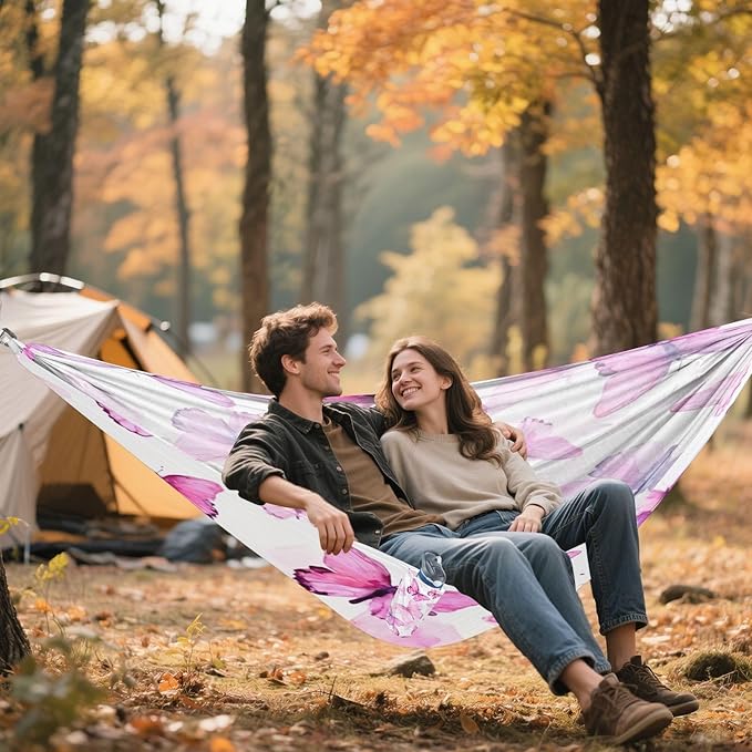 Qilmy Butterfly Camping Hammock Single – 330 lbs Capacity, Lightweight with Tree Straps & Carabiners, Portable for Hiking, Travel, Backpacking