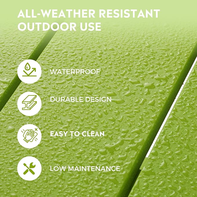 Costaelm Square Outdoor Side Tables, Adirondack Patio Tables for Outside, HDPE Patio End Table Weather Resistant, Balcony Table for Pool, Seaside, Backyard, Porch, Indoor Companion, Lime