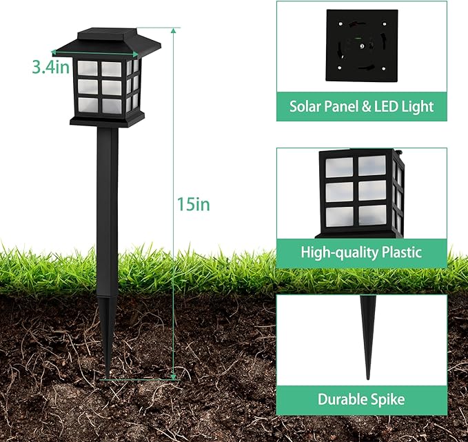 12-Pack Solar Walkway Lights,Solar Pathway Lights Outdoor, Auto Charge/Discharge Ground Lamp , IP44 Waterproof Landscape Spotlights for Yard, Pathway, Driveway, Pool & Patio Decoration(Cold White)