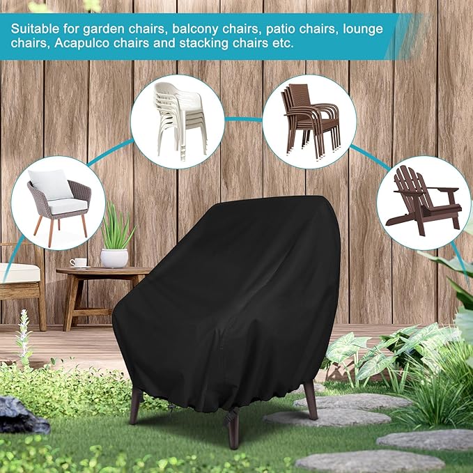 GARPROVM Garden Chair Covers Waterproof 2 Pack, Outdoor Swivel Chair Adirondack Deep Seat Chair Covers, 420D Oxford Fabric Dustproof Patio Furniture Covers, 35" W x 38" D x 29" H