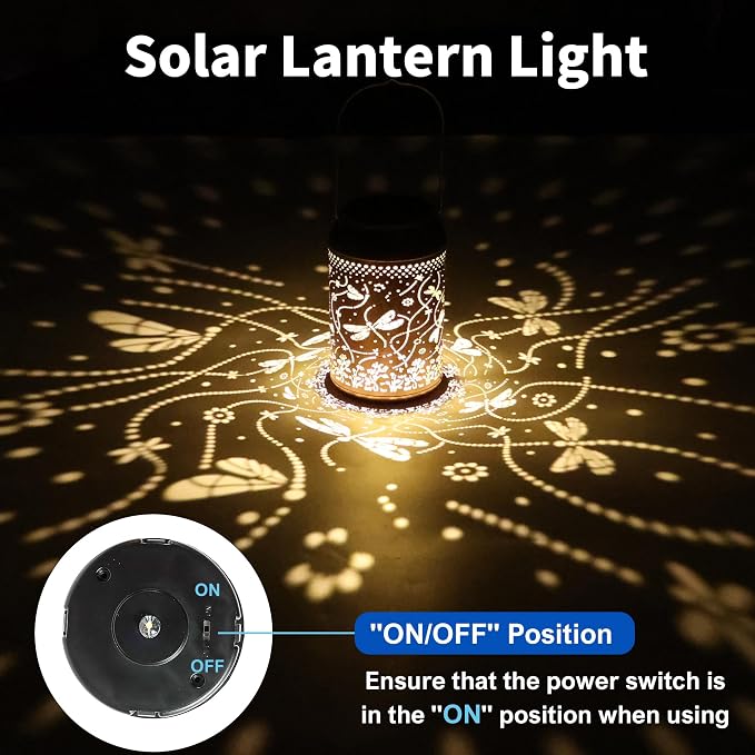 JEJOT Dragonfly Solar Lanterns Outdoor Waterproof,Birthday Gift for Women | Gifts for Mom Grandma, Metal Hanging Solar Light for Yard Garden Porch Landscape Deconration-1Pack