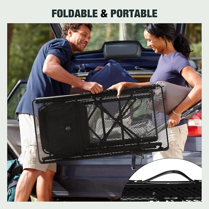REDCAMP Lightweight Portable Camping Kitchen Table with Sink, Metal Folding Grill Table Cooking Station with Hooks for Outdoor, BBQ, Party and Picnic(Faucet/Sprayer Included)