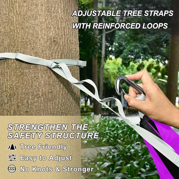 Purple-Black Line 330lb Capacity Camping Hammock with Portabl Carry Bag Tree Hammock for Camping Travel Accessories jamaca para Patio