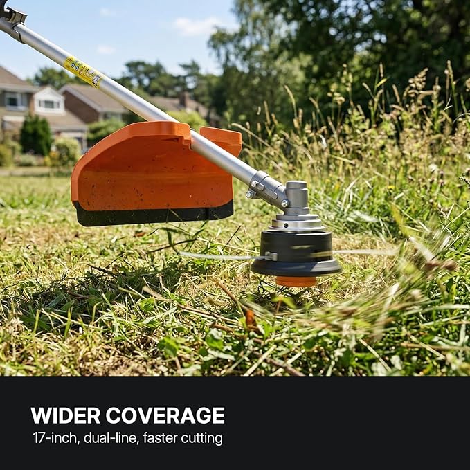 WORKIT 25.4CC Gas String Trimmer 3 in 1 Weed Wacker Commercial Grade 2-Cycle Gas Weed Eater with 17" String Trimmer, Edger & Heavy Duty Brush Cutter - Includes 40T/3T Blades & Shoulder Strap