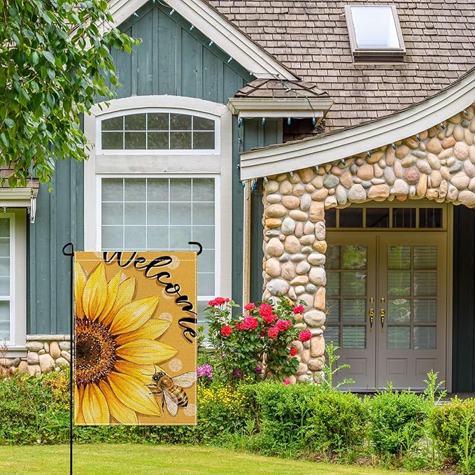 wyooxoo Spring Summer Flower Garden Flag 12x18 Inch Double Sided Vertical Welcome Garden Flag Outside Farmhouse Yard Outdoor Decoration (O)