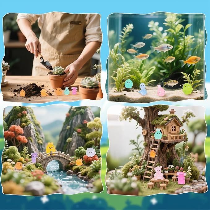 300PCS Mystery Mini Resin Animal Blind Bags, Glow in The Dark Tiny Animal Figures, 50+ Animal Combination Sets for Classroom Prizes, Party Favors, Fairy Garden & DIY Decor