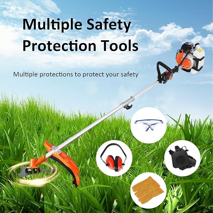 Weed Eater 52cc 2-Stroke Gas String Trimmer, 6 in 1 Weed Wacker with Guard Accessories