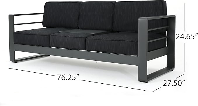 Christopher Knight Home Cape Coral Outdoor Grey Aluminum 4 Piece Sofa Conversation Set with Water Resistant Cushions