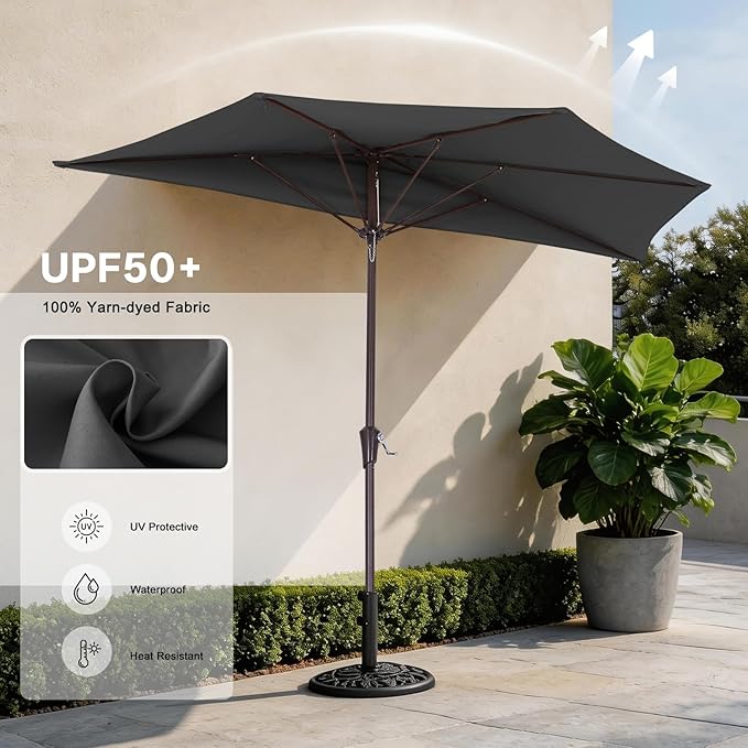 ABCCANOPY Patio Umbrella 11FT - Outdoor Half Umbrellas for Patio, Backyard, Garden, Deck (Dark Gray)