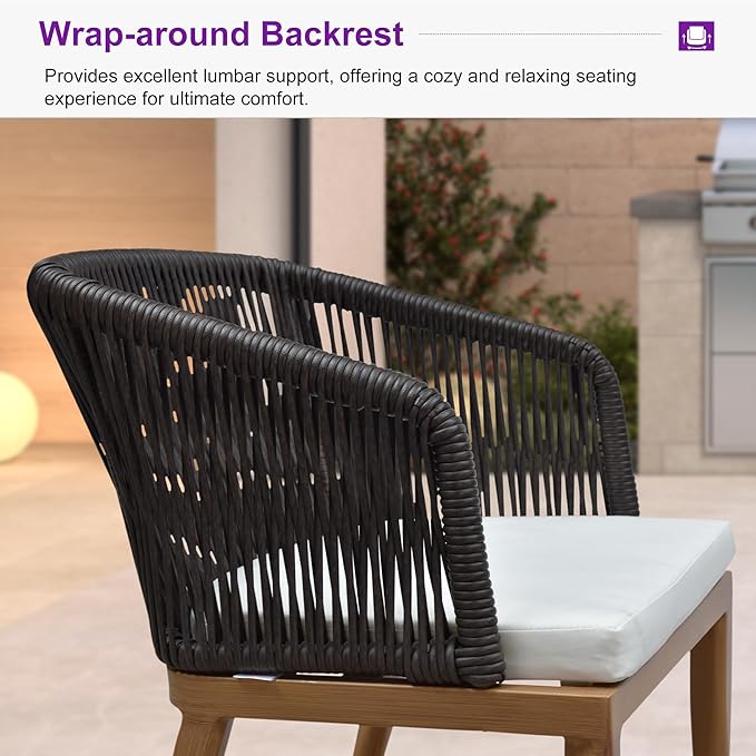 PURPLE LEAF Patio Dining Set 9 Pieces Furniture Set Aluminum Rattan Wicker Patio Table and Chairs Set for Lawn Backyard Teak with Counter Stools